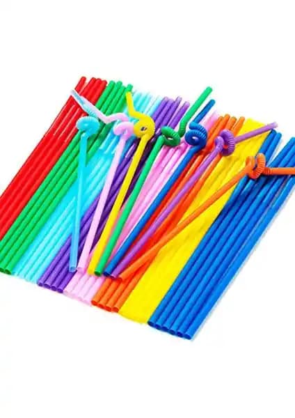 Cafe Avm Renkli İnce Artistik Pipet 50li Paket Estetik ve Kullanışlı İçecek Sunumları İçin