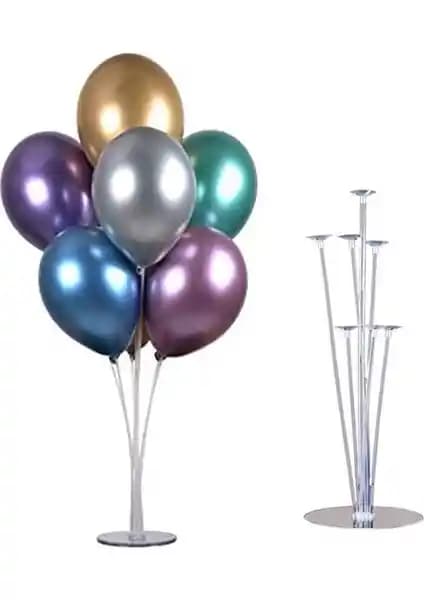 Cakes & Party 7'li Balon Stanı ve Renkli Metalik Balonlar ile Etkinlik Dekorasyonu