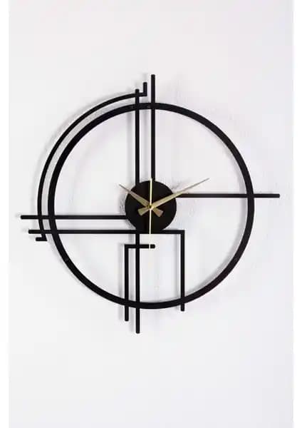 Gowpenart Dizayn Querencia Metal Siyah Duvar Saati Modern ve Şık İç Mekan Dekorasyonu İçin