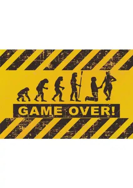 Hayat Poster Game Over Retro Vintage Ahşap Poster Dekorasyon İçin Uygun ve Kaliteli Bir Seçenek