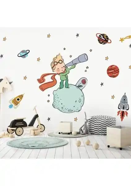 Kt Grup Küçük Prens 2 Duvar Stickerı Çocuk Odası Dekorasyonu için Renkli ve Kolay Uygulamalı Dekoratif Süs