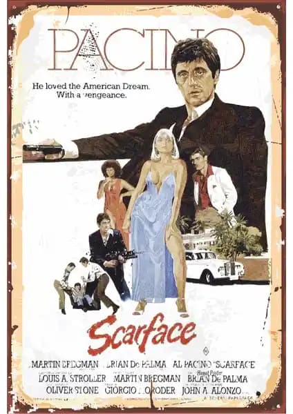 Al Pacino Scarface Retro Vintage Poster 20x30 cm MDF Duvar Sanatı
