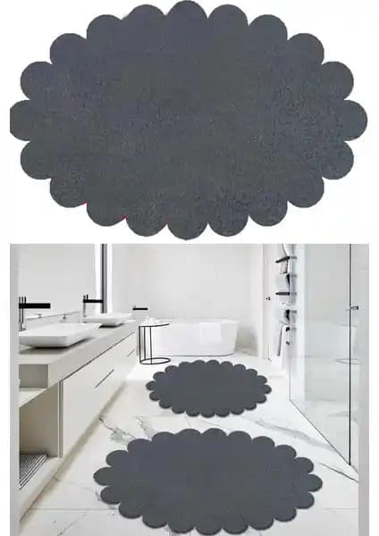 Balat Halı 2'li Koyu Gri Banyo Paspası Şık ve Fonksiyonel Tasarım Özellikleri