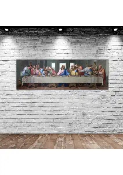 Da Vinci'nin Son Akşam Yemeği Panorama Kanvas Tablo 100x35cm Sanat ve Dekorasyon İçin Uygun