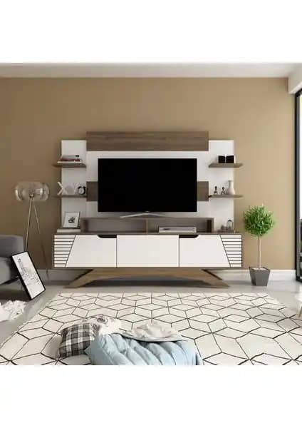 Decorotika Deparo Beyaz Ceviz TV Ünitesi Modern ve İşlevsel Tasarım