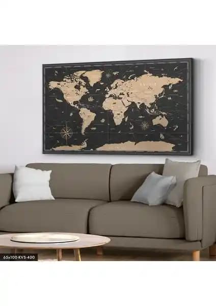 Evine Moda Dünya Haritası Kanvas Tablo ile Modern ve Şık Dekorasyon Çözümleri