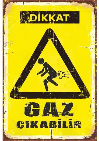 Hayat Poster Dikkat Gaz Çıkabilir Retro Vintage Ahşap Duvar Sanatı 20x30 cm