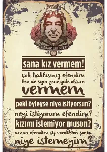 Hayat Poster Vecihi Yeşilçam Retro Vintage Ahşap Poster Dekorasyon İçin Uygun Bir Parça