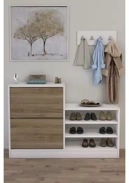 Moonlife Anatolia Çam Renkli Kayar Kapaklı Ayakkabılık Geniş Depolama Alanı