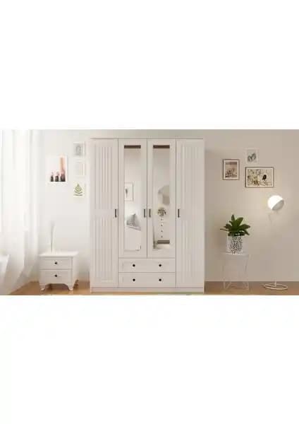 Rabi Mobilya Estelya 4 Kapak 2 Çekmeceli Modern Gardırop ile Şık ve Fonksiyonel Depolama Çözümü