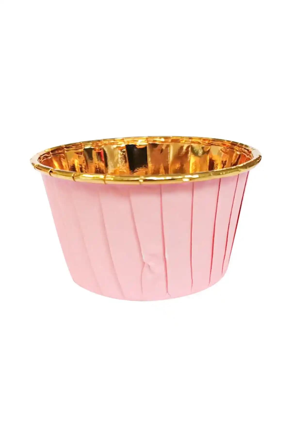 PARTİADA Metalik Pembe Altın Muffin Kek Kalıbı Seti Yüksek Sıcaklık Dayanıklı Şık Tasarım