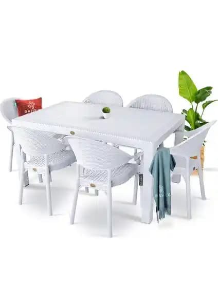 Bahex Bambu Pro 90x150cm Rattan Bahçe ve Balkon Masa Takımı: Dayanıklı ve Şık Dış Mekan Mobilyası