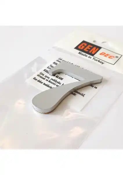 Gendec Metalik Gri Kendinden Yapışkanlı Kapı Numarası 7 cm - Dayanıklı ve Şık Tasarım