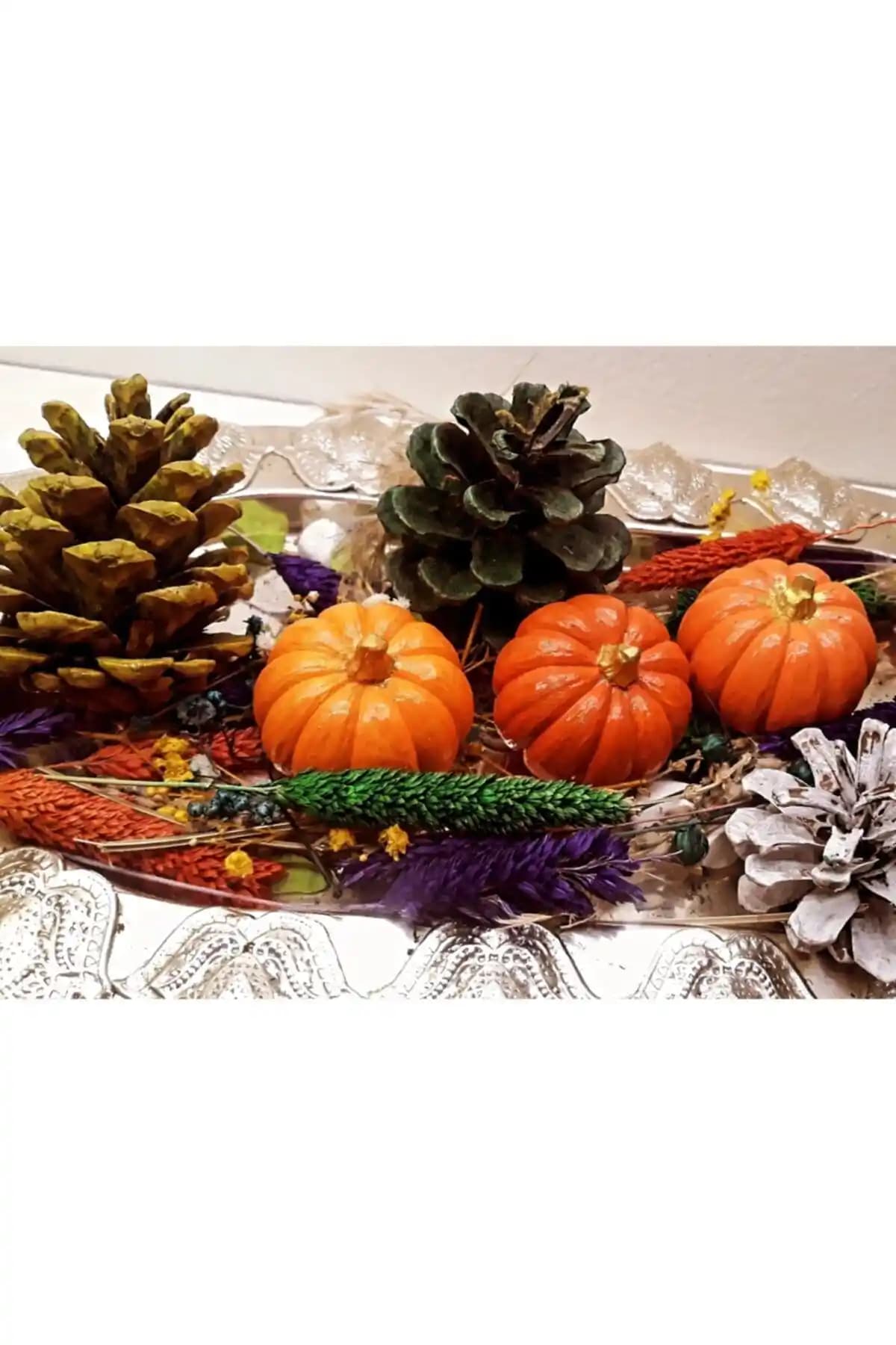 Sağnak Hobi Tasarım: Özel Tasarım Bal Kabak Üçlü Beton Biblo Seti