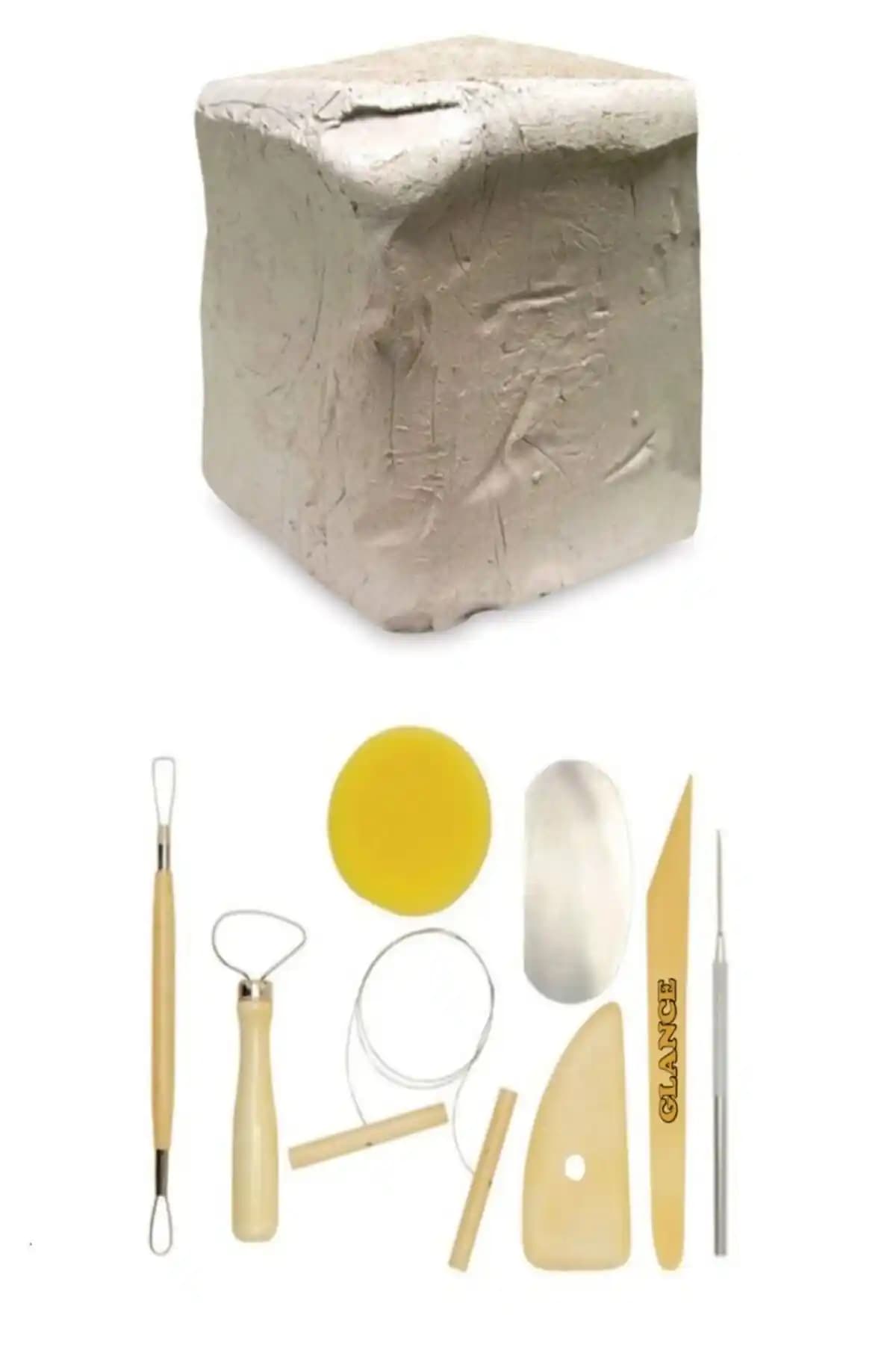 Seramik ve heykel sanatları için yüksek kaliteli beyaz seramik hamuru ve şekillendirme seti