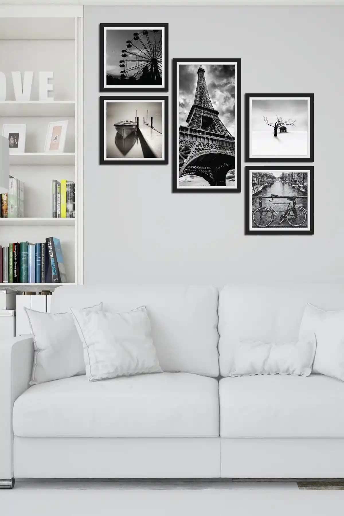 Modern ve Şık 5 Parçalı MDF Şehir ve Mimari Temalı Duvar Tablosu